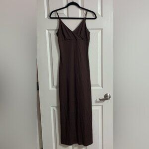 VTG brown sleek maxi dress by Eminance U.S.A. - medium